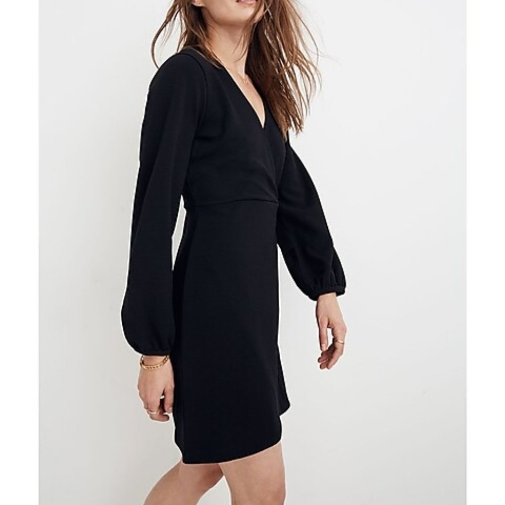 Madewell Petite Texture & Thread Long-Sleeve Side-Tie Dress